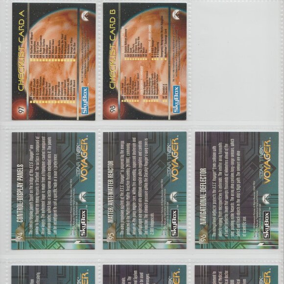 1995 Skybox Star Trek Voyager Complete Base Card Set (98) 9 x 11 Binder Sheets - Picture 12 of 13